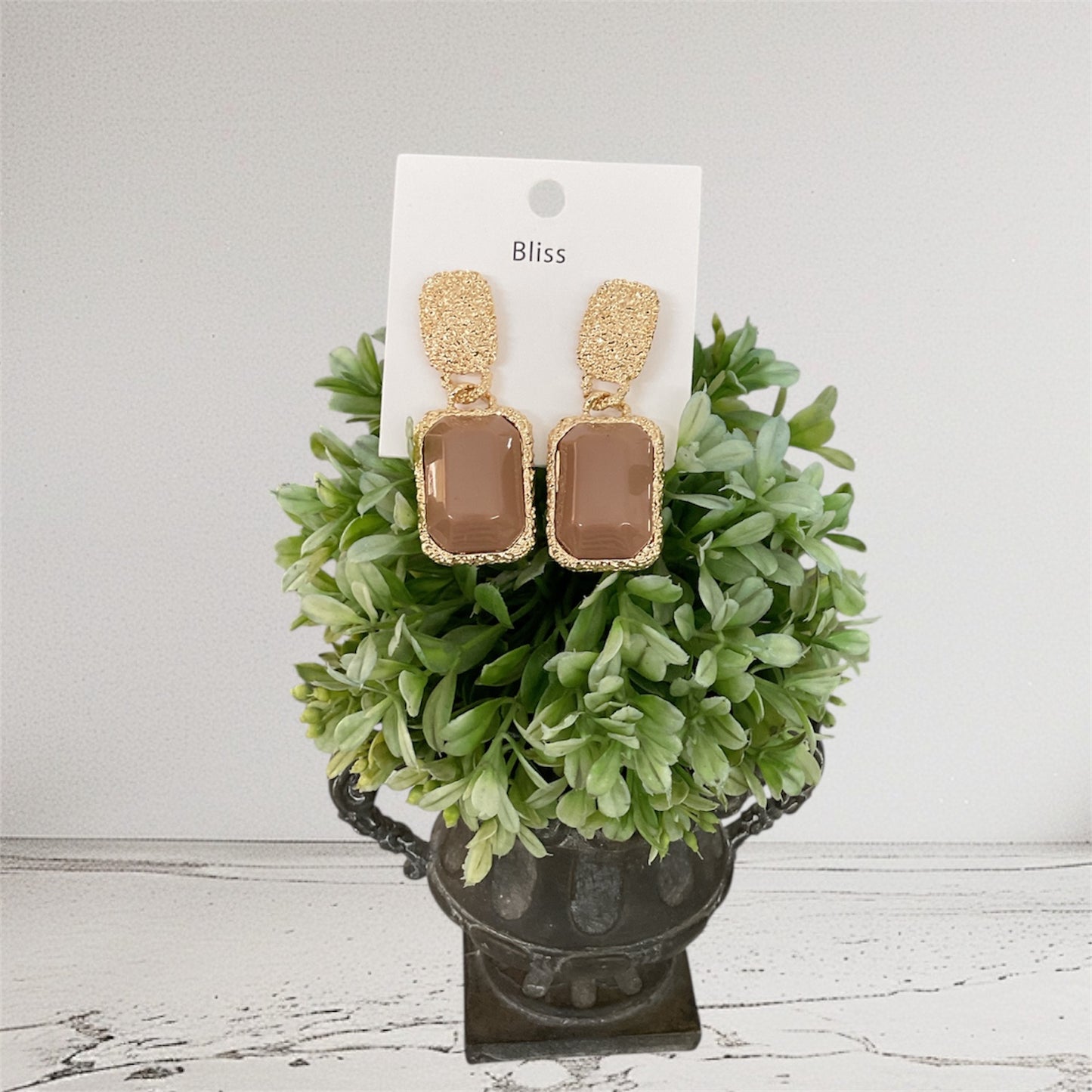 Mocha Gem Drop Earrings