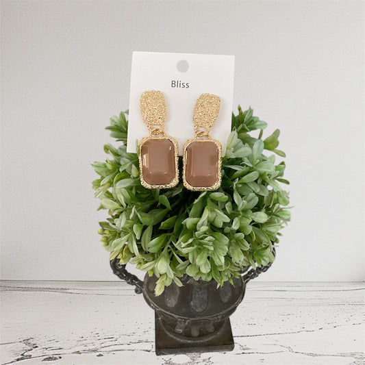 Mocha Gem Drop Earrings