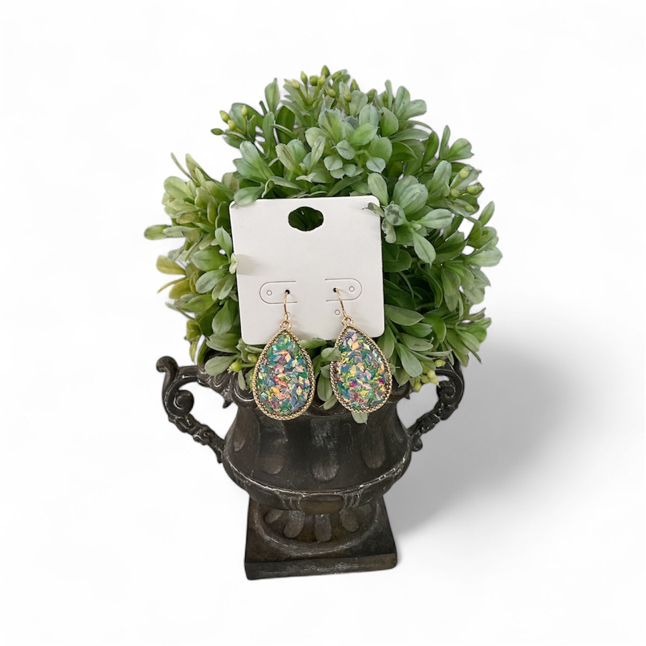 Blue Confetti Teardrop Earrings