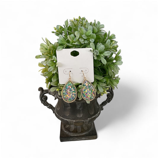 Blue Confetti Teardrop Earrings