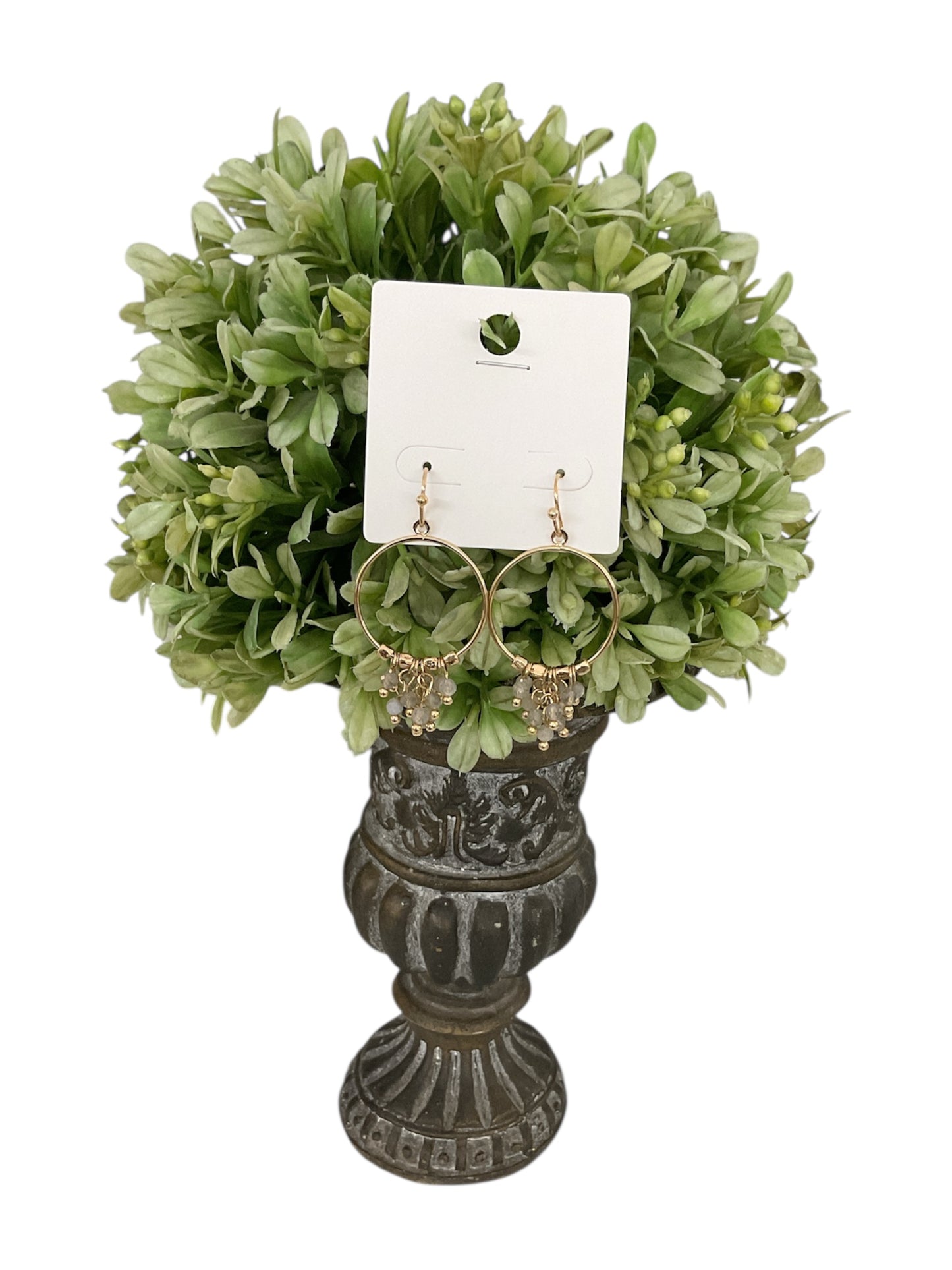 Gold Earrings with Beaded Accent