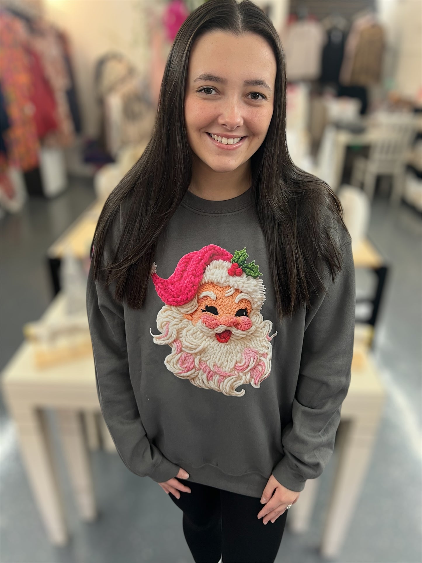 Pink Santa Cozy Crewneck