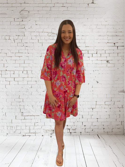 DS Coral Floral Dress
