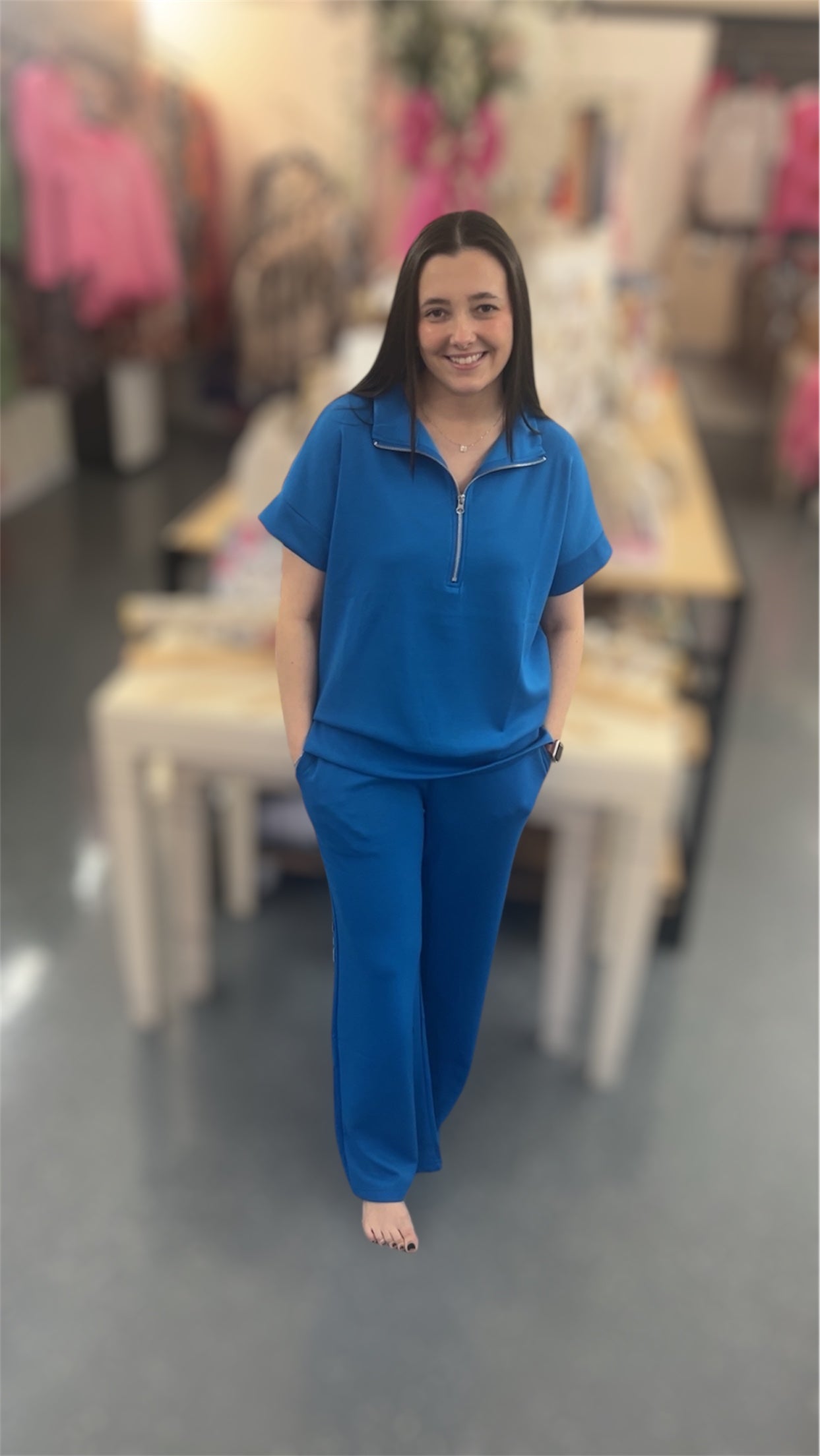 Ocean Blue Half Zip Set