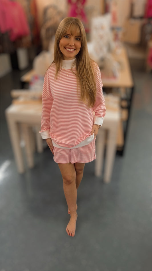 Pink Striped Short Set