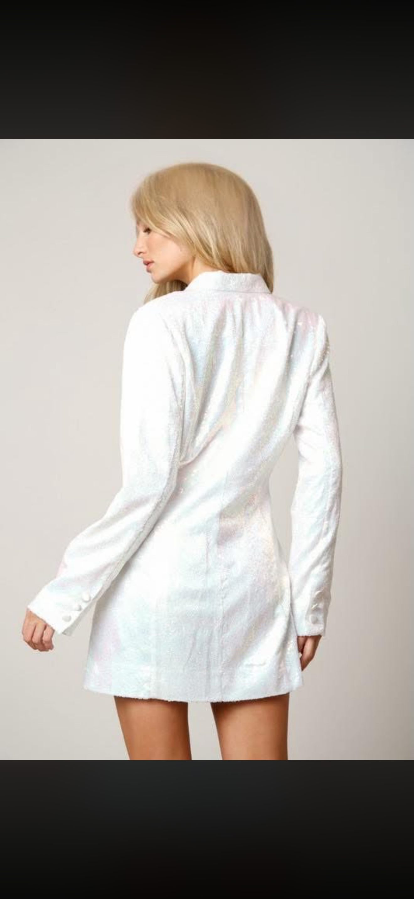 Sequins Blazer Dress White