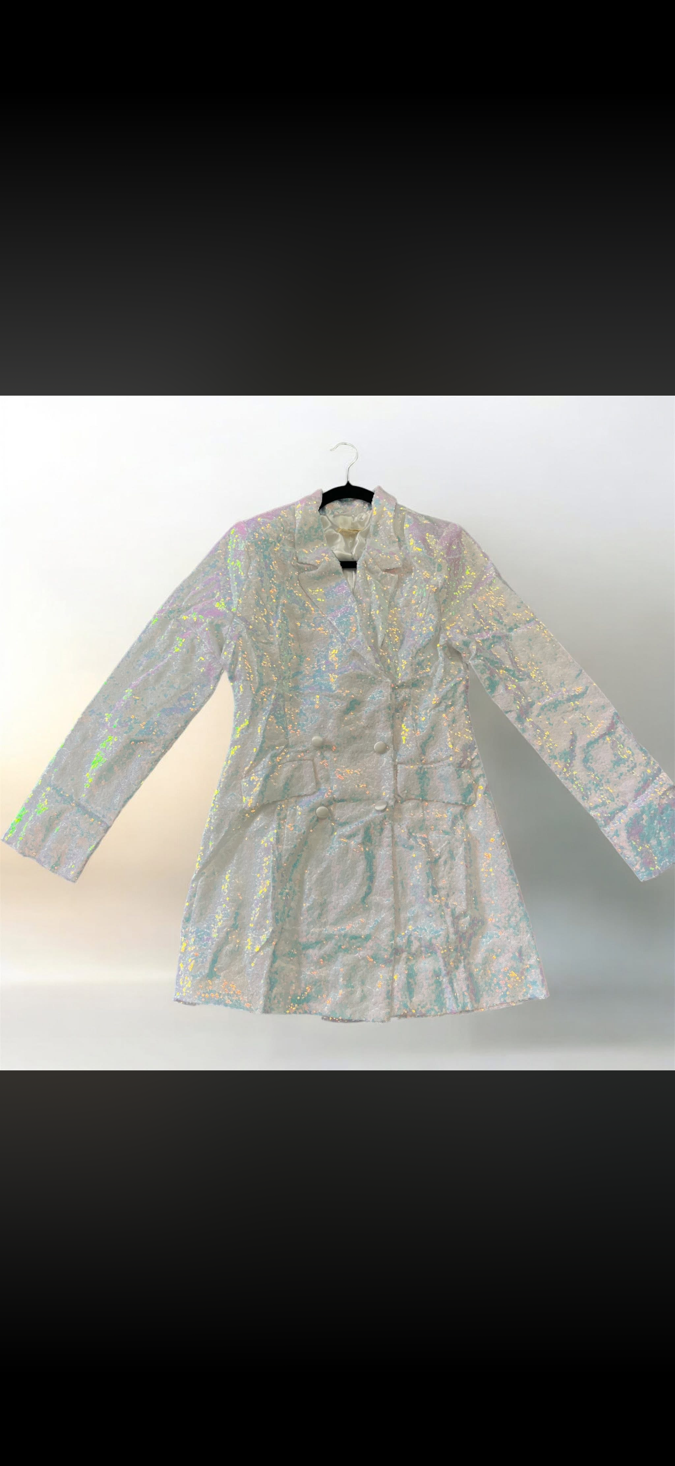 Sequins Blazer Dress White