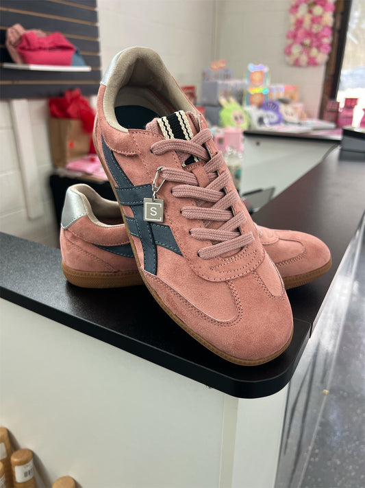 Rose and Navy Suede Sneakers