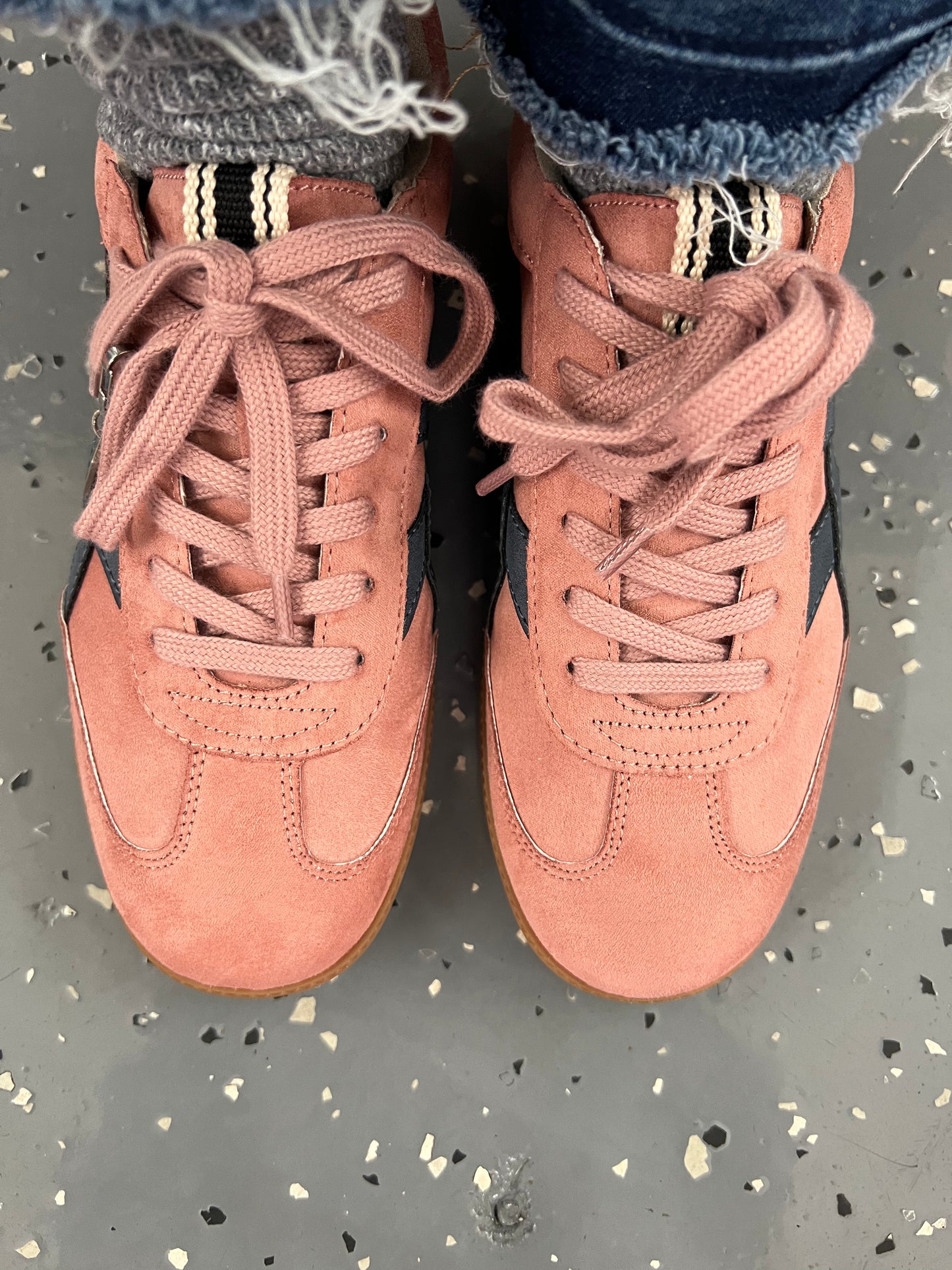 Rose and Navy Suede Sneakers