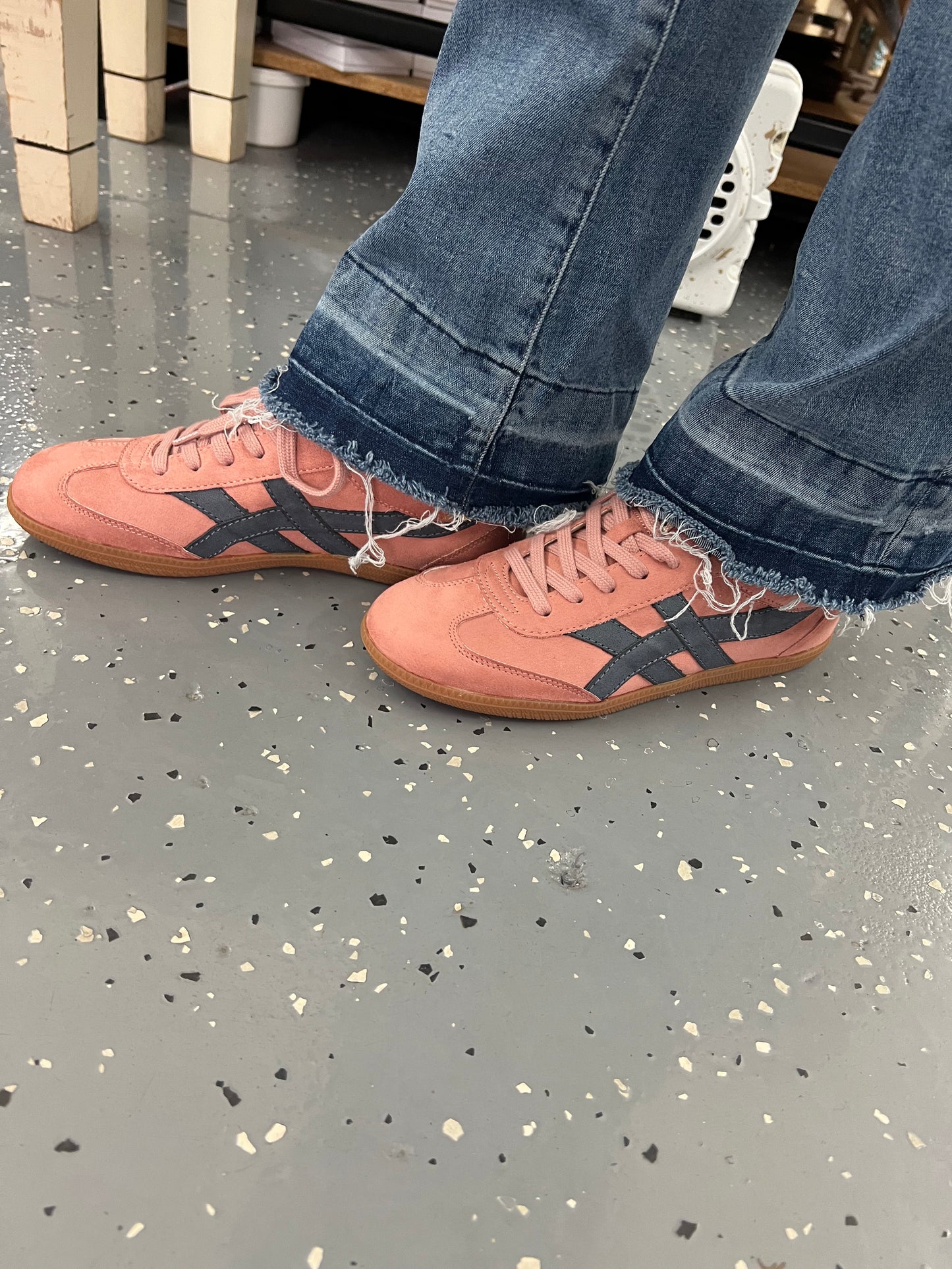 Rose and Navy Suede Sneakers