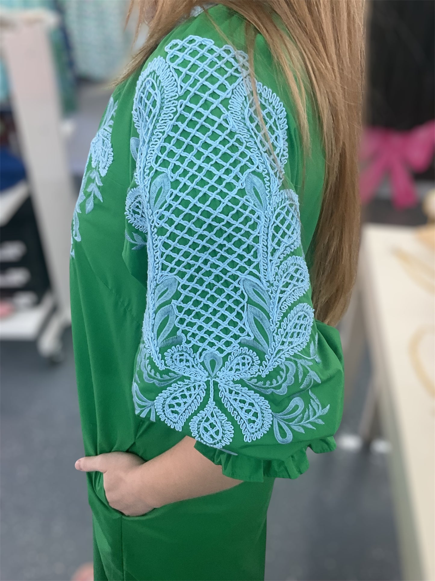 Green Breeze Embroidered Tunic Dress